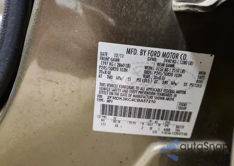 2012 Ford Edge Limited z USA, uszkodzony, nr VIN 2FMDK3KC4CBA57210